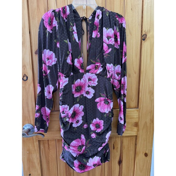 NWT Lovers And Friends Camden Mini Dress Sz Medium Floral Bodycon Back Tie Close - Picture 2 of 8